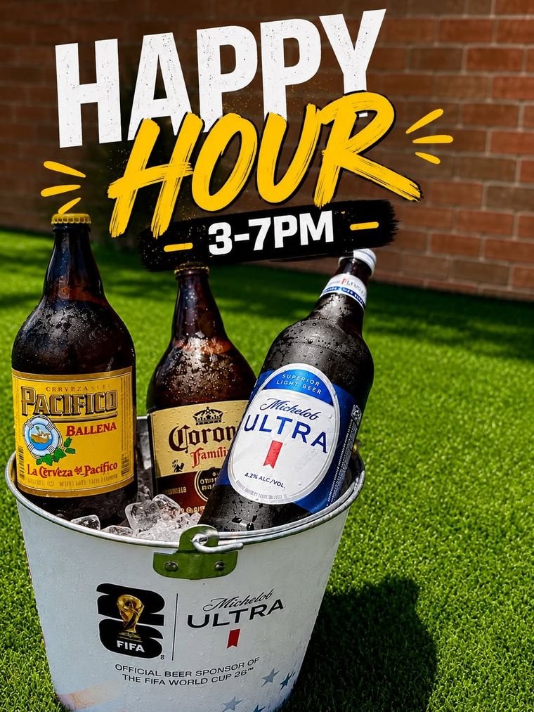 Happy Hour 3-7PM beer bucket with Pacifico, Corona and Michelob Ultra